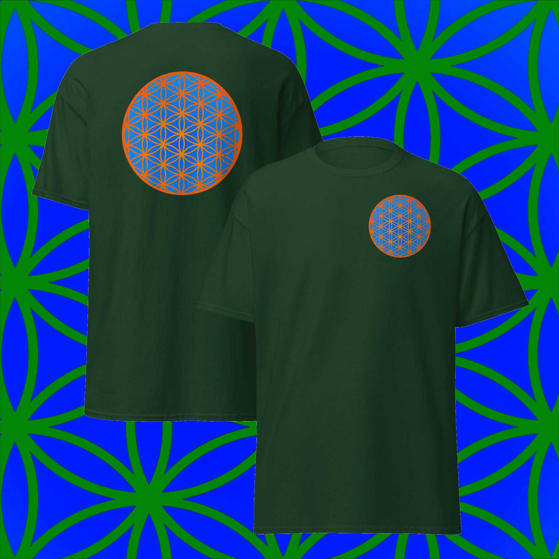 Flower of life t shirt green