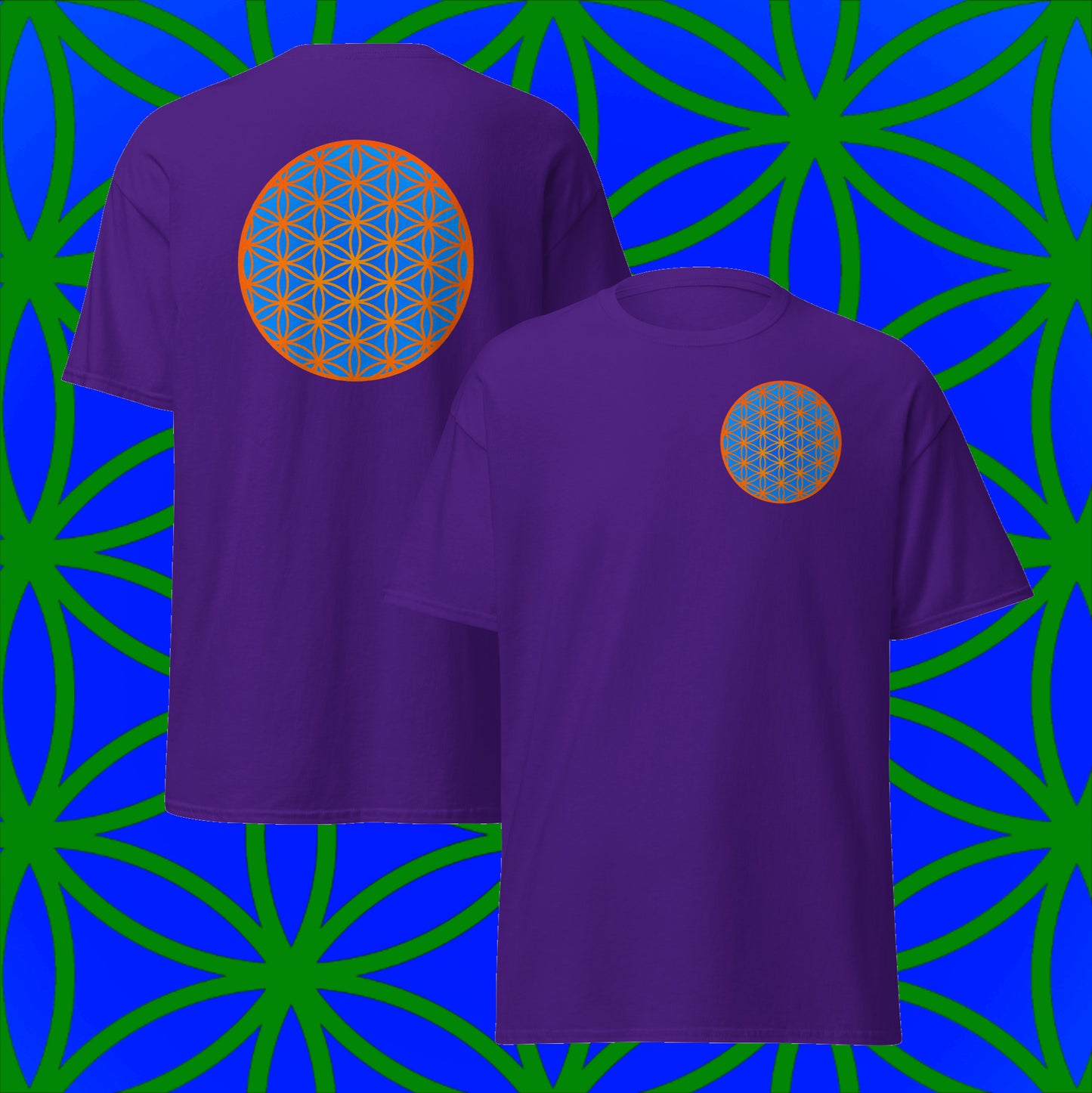 Flower of life t shirt purple